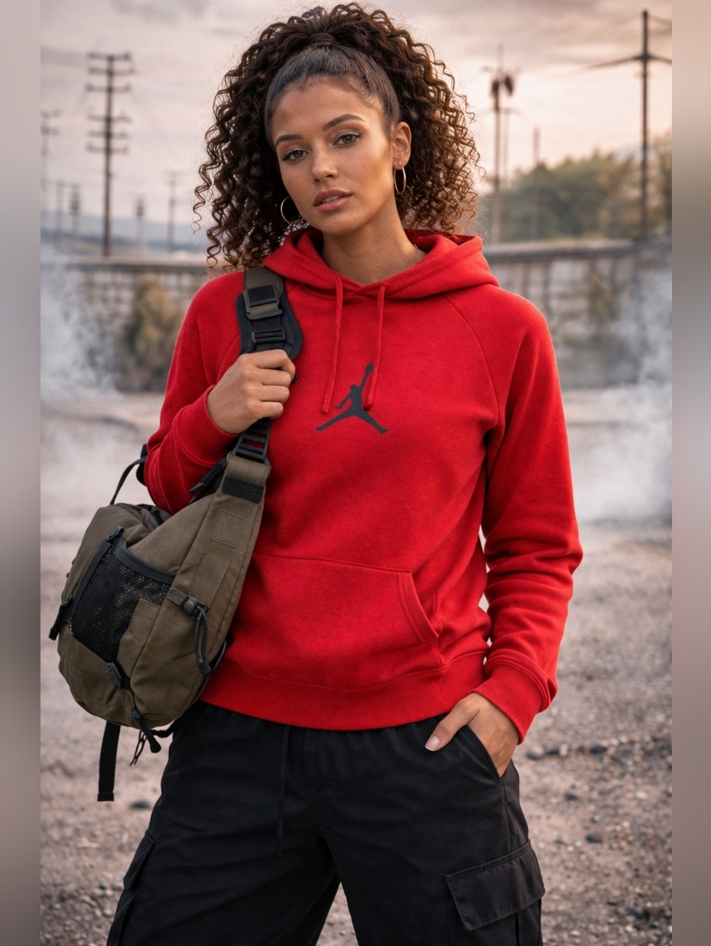 Nike Air Jordan Hoodie Women’s Medium Red Athletic Pullover Jumpman